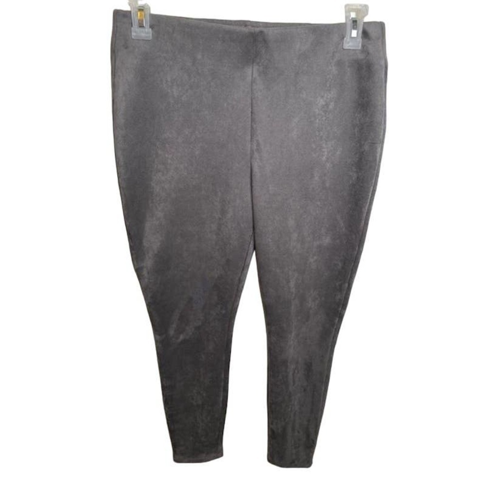 Chico's Size 1- US 8/Regular Gray Faux Suede Pull On Skinny Fit Pants